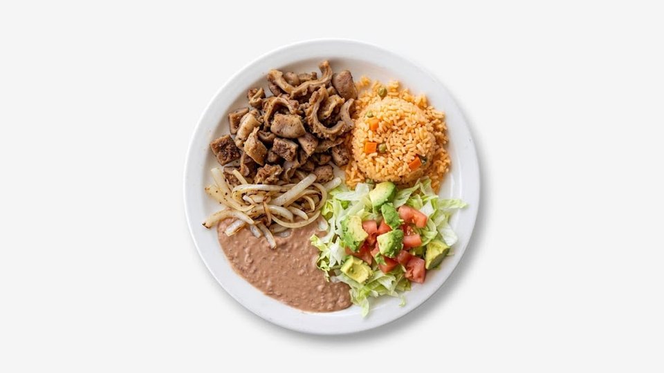 Printed menu with breakfast burritos and quesabirrias.